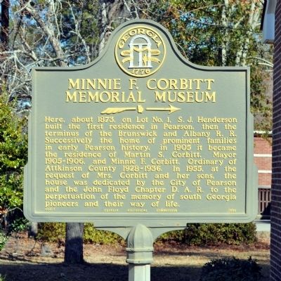 Minnie F. Corbitt Memorial Museum Marker image. Click for full size.