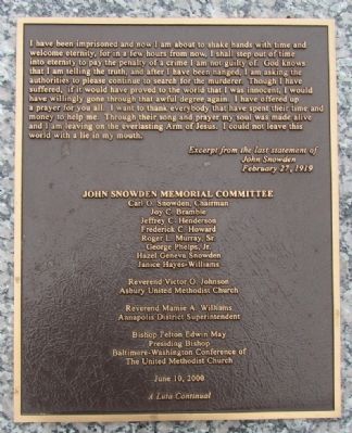 John Snowden Memorial Marker. Click for full size. John Snowden Memorial Marker image. Click for full size.