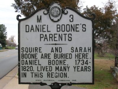 Daniel Boone's Parents Marker. Click for full size. Daniel Boone's Parents Marker image. Click for full size.
