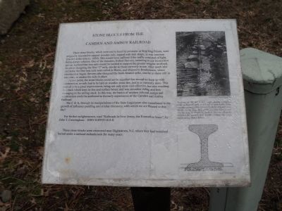 Stone Blocks from the Camden and Amboy Railroad Marker. Click for full size. Stone Blocks from the Camden and Amboy Railroad Marker image. Click for full size.