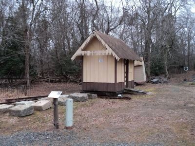 Marker at Pine Creek Railroad in Allaire State Park. Click for full size. Marker at Pine Creek Railroad in Allaire State Park image. Click for full size.