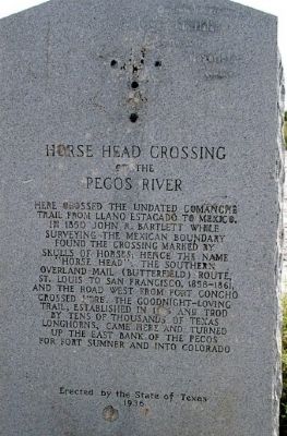 Horse Head Crossing on the Pecos River Marker image. Click for full size.