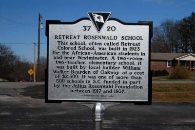 Retreat Rosenwald School Marker<br>Front image. Click for full size.