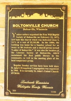 Boltonville Church Marker image. Click for full size.