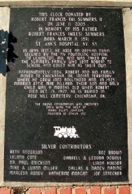 Robert Francis Summers Memorial Clock Marker. Click for full size. Robert Francis Summers Memorial Clock Marker image. Click for full size.