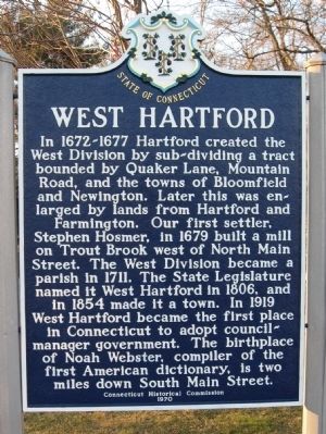 West Hartford Marker. Click for full size. West Hartford Marker image. Click for full size.
