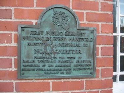 First Public Library Building in West Hartford Marker image. Click for full size.