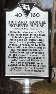 Richard Samuel Roberts House Marker, reverse side image. Click for full size.