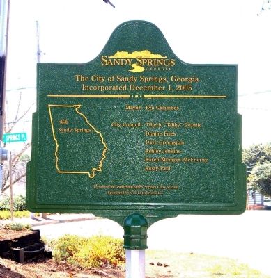 The City of Sandy Springs, Georgia Marker reverse image. Click for full size.