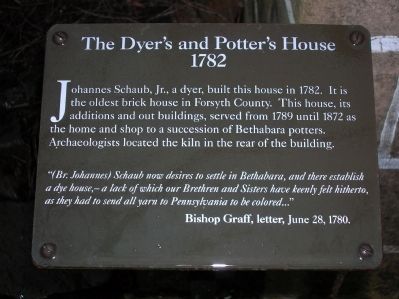The Dyer's and Potter's House 1782 Marker image. Click for full size.