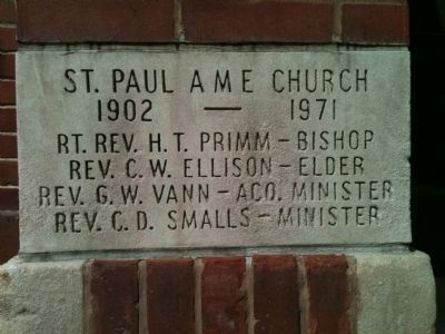 Cornerstone from the St. Paul AME Church image. Click for full size.