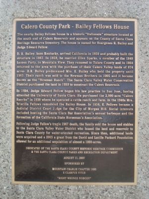 Calero County Park – Bailey Fellows House Marker image. Click for full size.