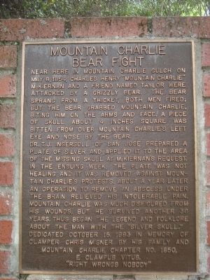 Mountain Charlie Bear Fight Marker. Click for full size. Mountain Charlie Bear Fight Marker image. Click for full size.