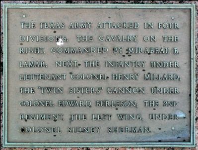 The Texas Army Attacked in Four Divisions Marker image. Click for full size.