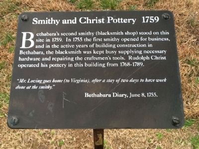 Smithy and Christ Pottery 1759 Marker. Click for full size. Smithy and Christ Pottery 1759 Marker image. Click for full size.