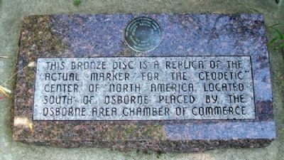 Geodetic Center of North America Bronze Disc Replica and Marker image. Click for full size.