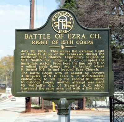 Battle of Ezra Ch. Right of 15th Corps Marker. Click for full size. Battle of Ezra Ch. Right of 15th Corps Marker image. Click for full size.