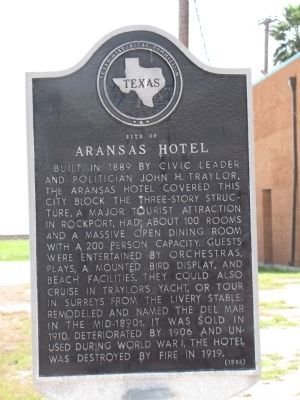 Aransas Hotel Marker image. Click for full size.