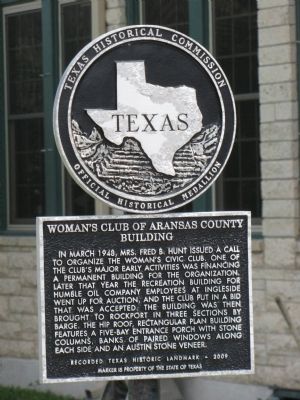 Womans Club of Aransas County Building Marker image. Click for full size.