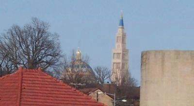 Dome and tower of he National Shrine of the Immaculate Conception, image. Click for full size.