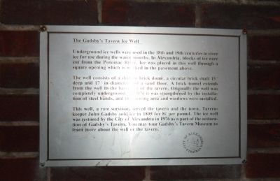 The Gadsby's Tavern Ice Well Marker. Click for full size. The Gadsby's Tavern Ice Well Marker image. Click for full size.