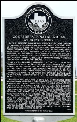 Confederate Naval Works at Goose Creek Marker image. Click for full size.