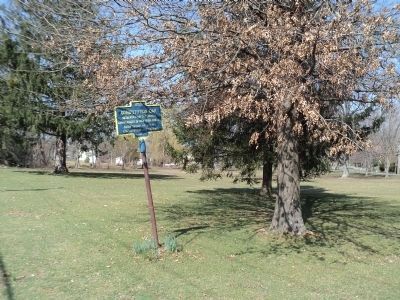 Marker on the Huntington Village Green image. Click for full size.