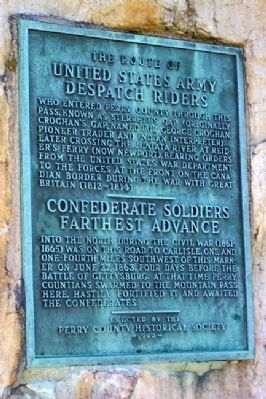 The Route of United States Army Despatch Riders / Confederate Soldiers Farthest Advance Marker image. Click for full size.