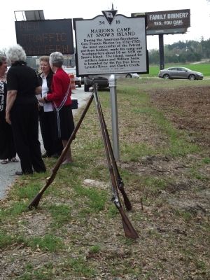 Marion's Camp at Snow's Island Marker during the unveiling ceremony image. Click for full size.