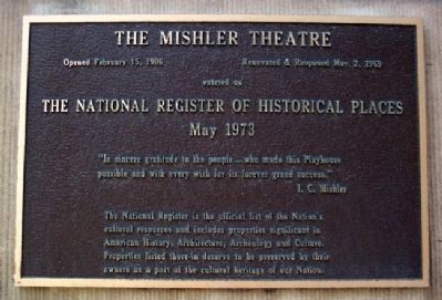 The Mishler Theatre NRHP Marker image. Click for full size.