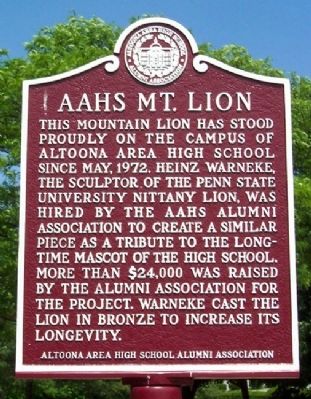 Altoona Area High School Mountain Lion Marker image. Click for full size.