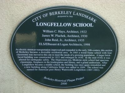 Longfellow School Marker. Click for full size. Longfellow School Marker image. Click for full size.