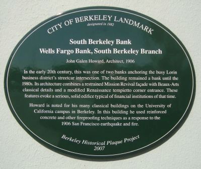 South Berkeley Bank Marker. Click for full size. South Berkeley Bank Marker image. Click for full size.