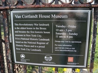 Van Cortlandt House Museum Marker image. Click for full size.