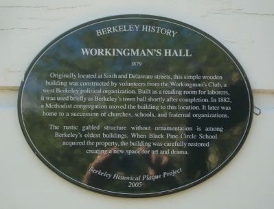 Workingmans Hall Marker image. Click for full size.