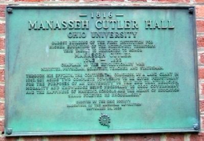 Manasseh Cutler Hall Marker image. Click for full size.