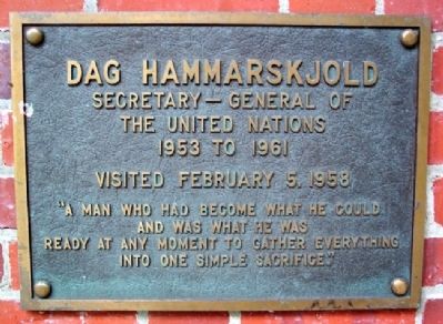 Ohio University's Dag Hammarskjold Marker image. Click for full size.