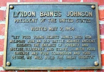 Ohio University's Lyndon Baines Johnson Marker image. Click for full size.
