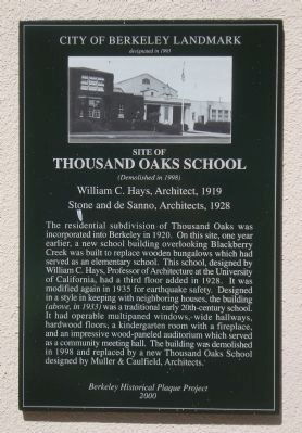 Site of Thousand Oaks School Marker image. Click for full size.