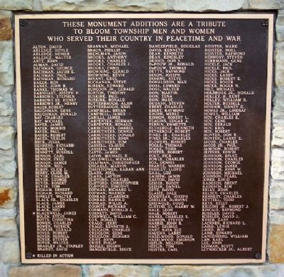 Bloom Township War & Veterans Memorial image. Click for full size.