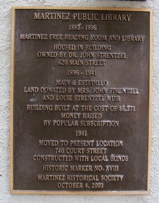 Martinez Public Library Marker image. Click for full size.