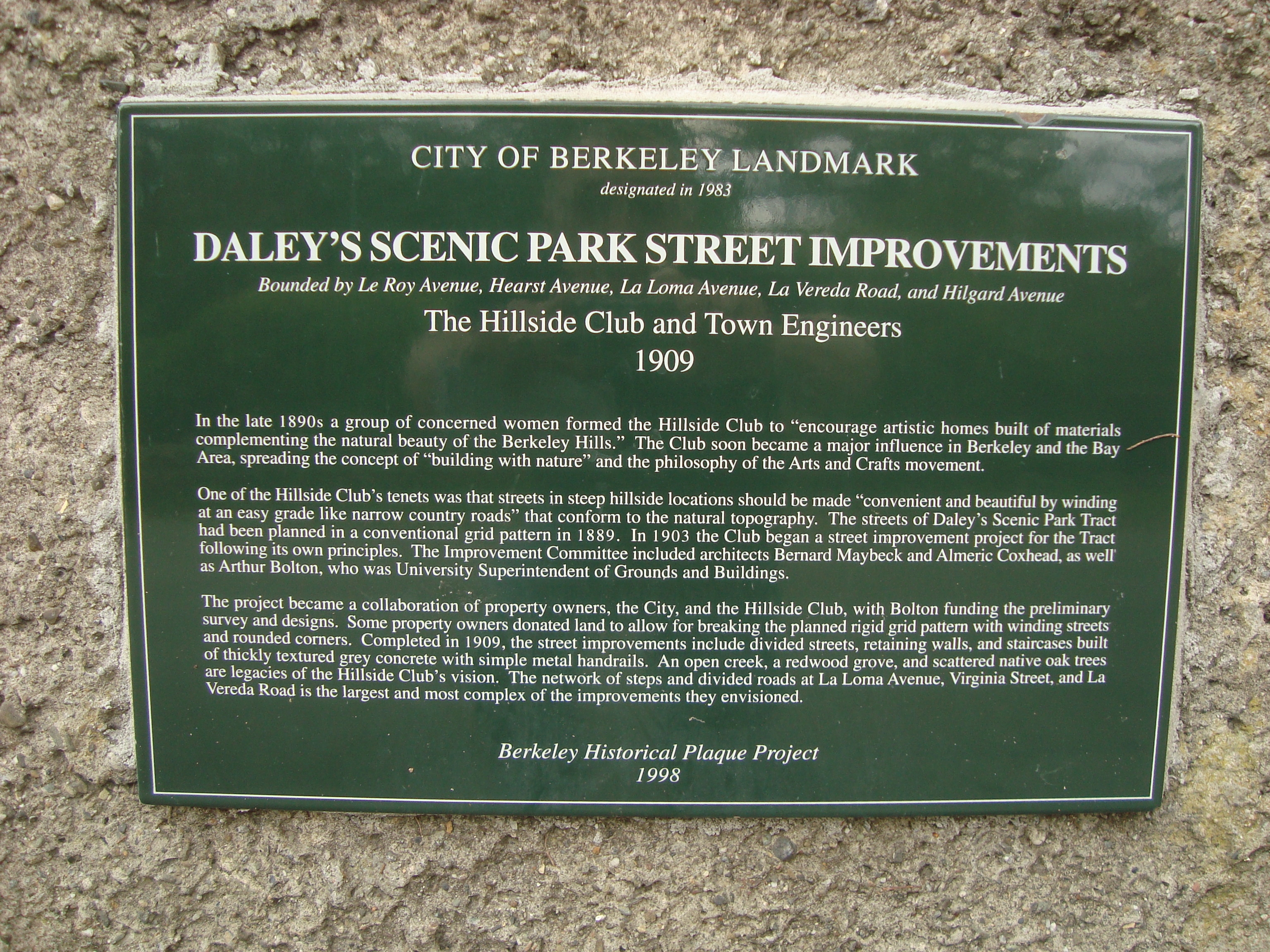Daley’s Scenic Park Street Improvenents Marker