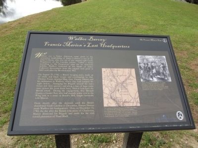 Wadboo Barony: Francis Marion’s Last Headquarters Marker. Click for full size. Wadboo Barony: Francis Marion’s Last Headquarters Marker image. Click for full size.