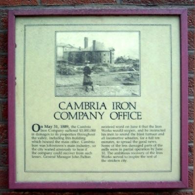 Cambria Iron Company Office Marker image. Click for full size.