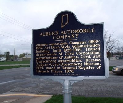 Obverse Side - - Auburn Automobile Company Marker image. Click for full size.