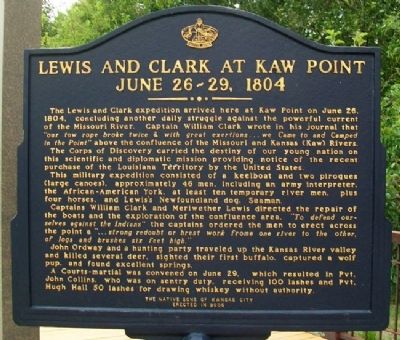 Lewis and Clark at Kaw Point Marker (Side A) image. Click for full size.
