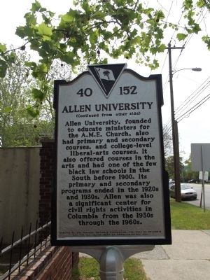 Allen University Marker Reverse image. Click for full size.