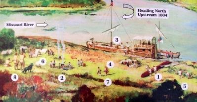 Painting on Encampment at Kaw's Mouth Marker. Click for full size. Painting on Encampment at Kaw's Mouth Marker image. Click for full size.