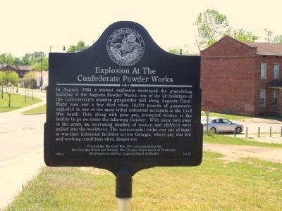 Explosion at the Confederate Powder Works Marker along Eve Street at Pearl Avenue image. Click for full size.