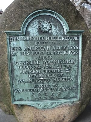 Middle Redoubt of the American Army  1776 Marker image. Click for full size.